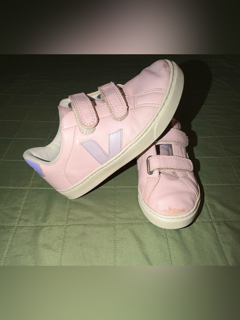 Veja Esplar-Small V-12 Sneaker-Pink/Purple Kids Size-2